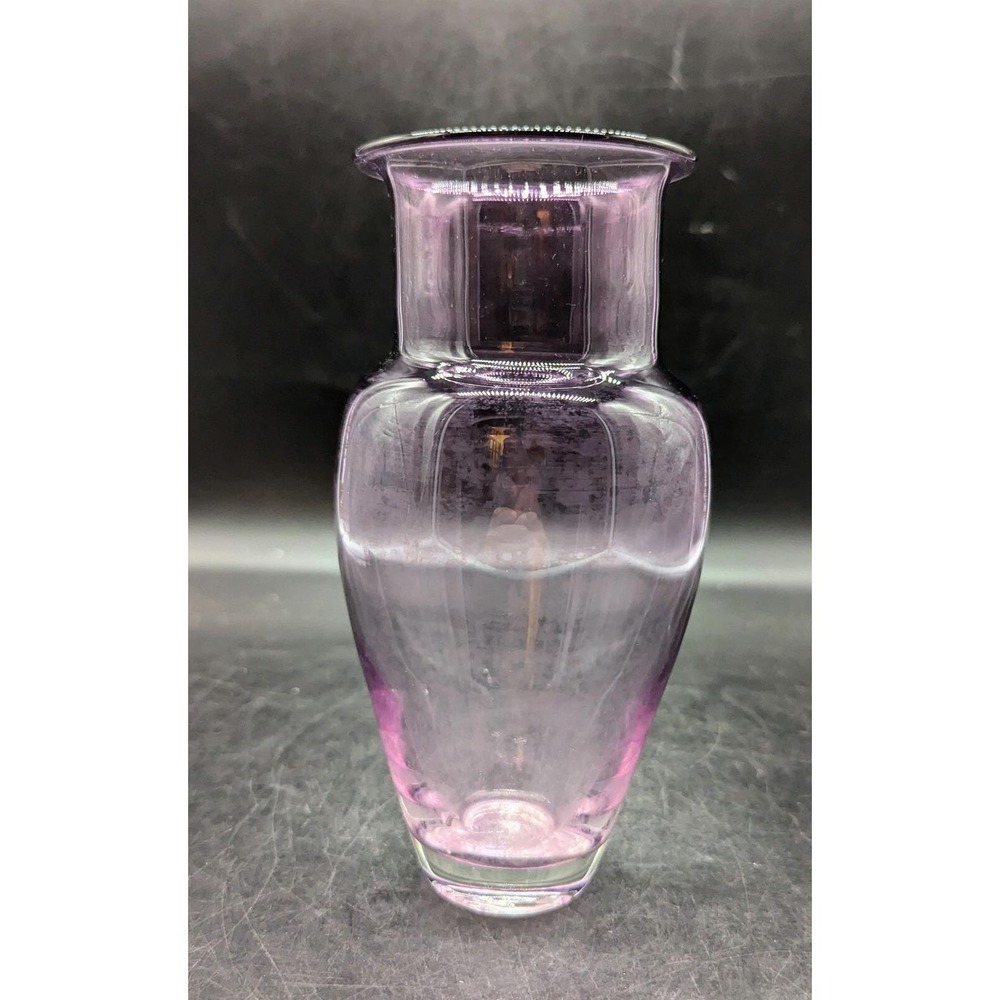 Vintage North River Glass Studio Purple Vase‎ 8" Signed Handmade